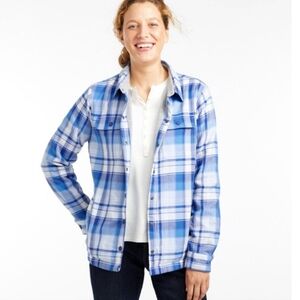 L.L. Bean Fleece-Lined Flannel Shirt Jacket, Button Front Plaid Size 1X